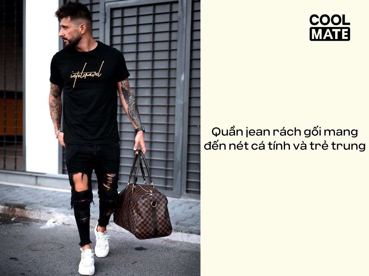 Quần jean rách gối mang đến nét cá tính và trẻ trung