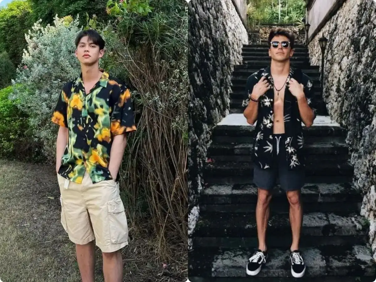 Quần Short Đi Biển + Áo Sơ Mi Hoạ Tiết Tropical - Vibe Đi Trốn Đích Thực