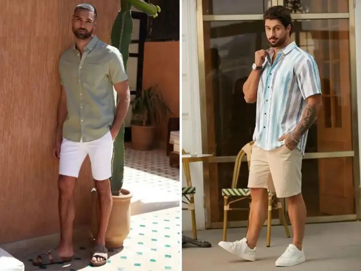 Áo Sơ Mi Ngắn Tay + Quần Short Vải/Kaki - Đa Năng Từ Đi Biển Đến Chơi Phố