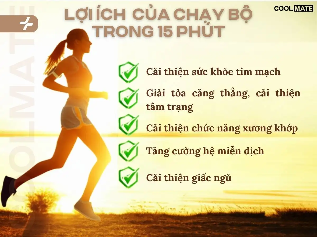 Chạy bộ 15 phút giúp tim khỏe, giảm căng thẳng, tốt cho xương, miễn dịch và giấc ngủ