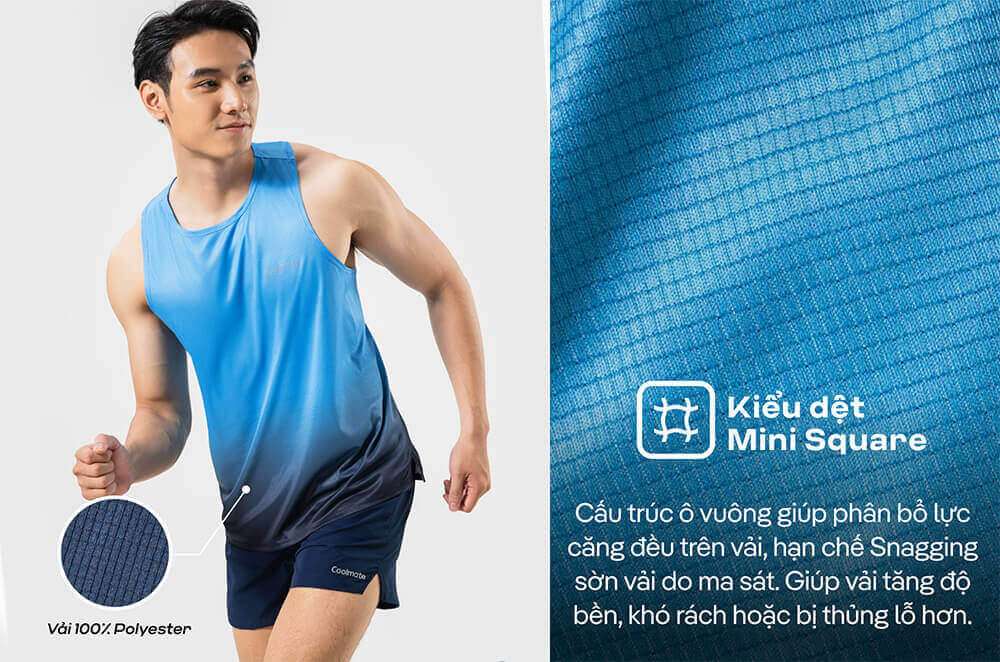 Chi tiết kiểu dệt Mini Square trên Áo Singlet Nam Chạy Bộ Graphic Special