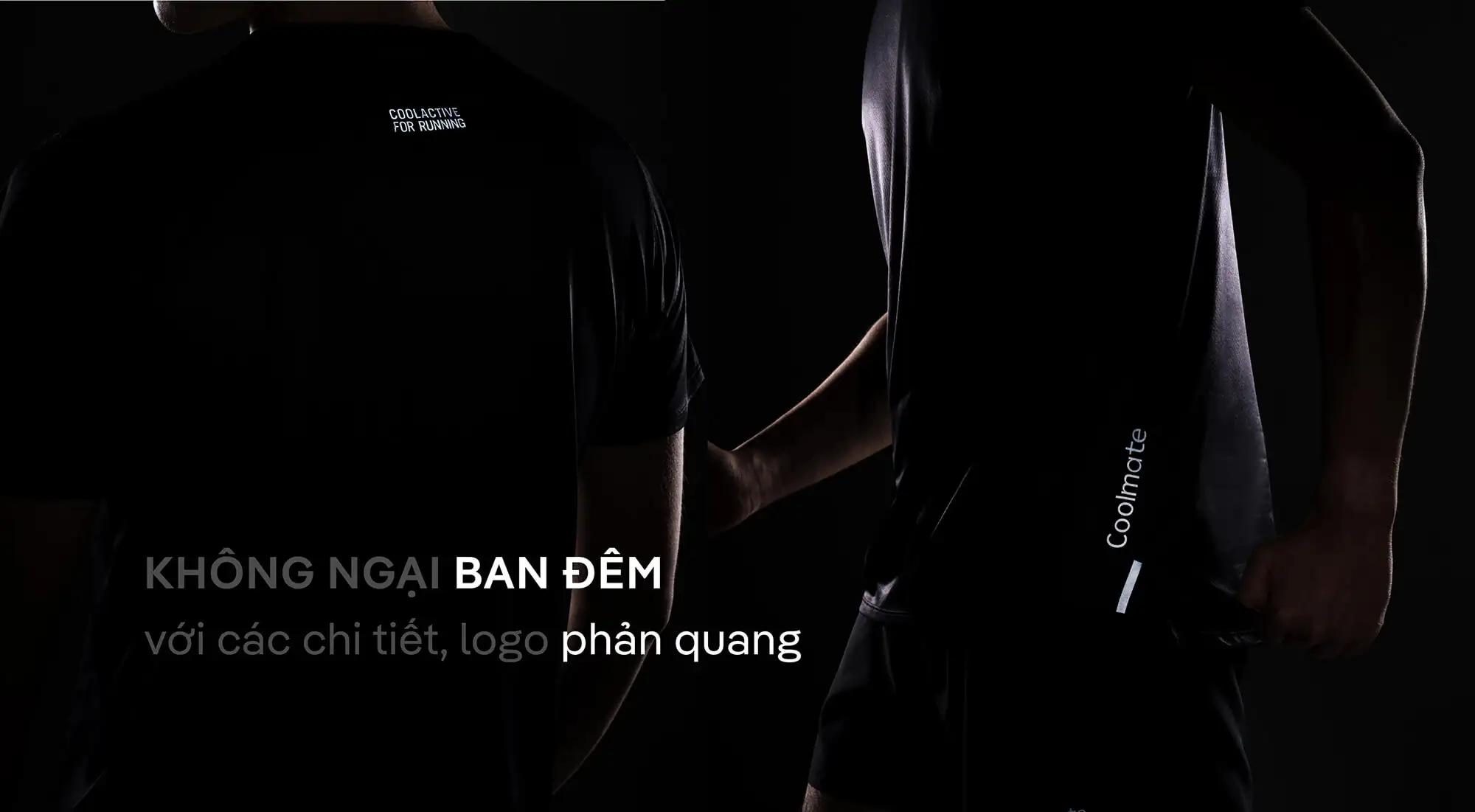 Chi tiết logo phản quang trên áo thun giúp an toàn khi chạy bộ ban đêm