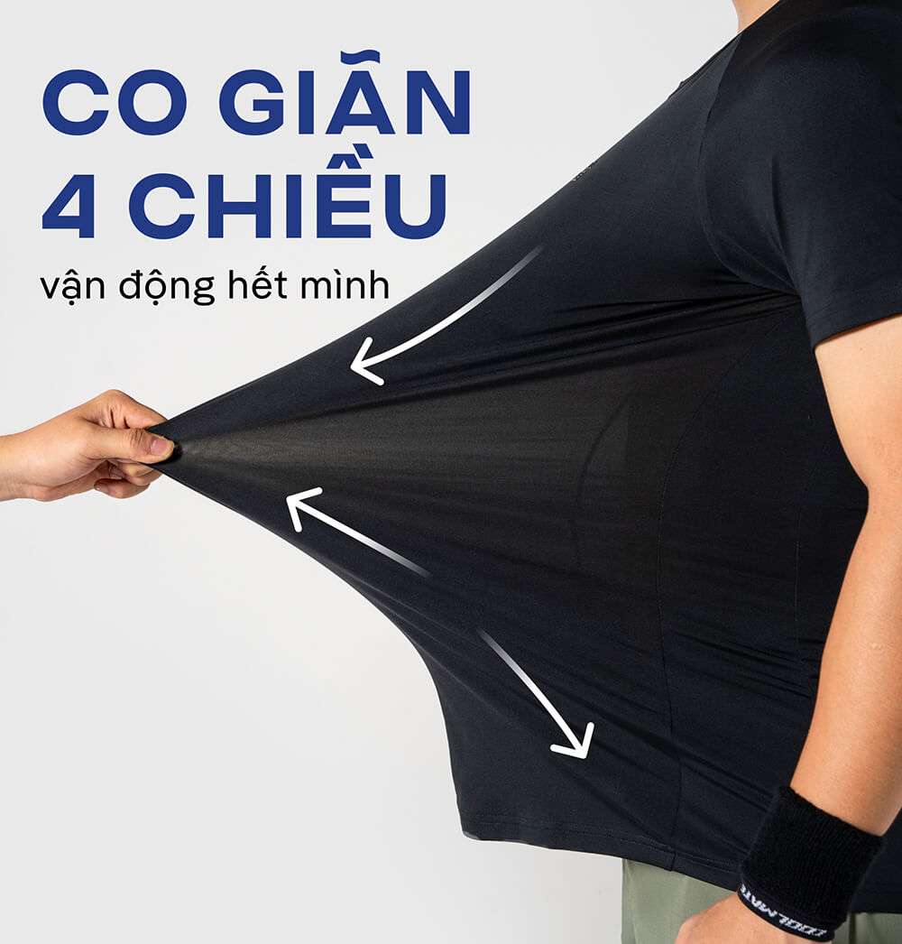 Chi tiết vải co giãn 4 chiều của áo thun Powerfit