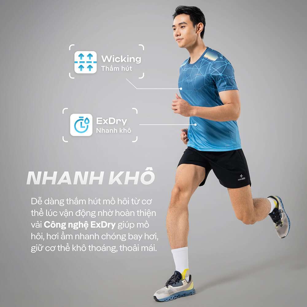 Cơ chế hoạt động của công nghệ Wicking và ExDry trên áo chạy bộ