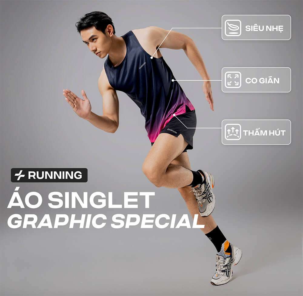 Combo 2 Áo Singlet Nam Chạy Bộ in Graphic Special Coolmate Nhẹ Bẫng, Khô Thoáng Tức Thì