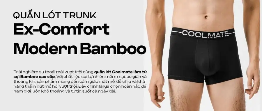 Combo 3 Quần Lót Nam Trunk Bamboo, kháng khuẩn, thoáng mát, co giãn.
