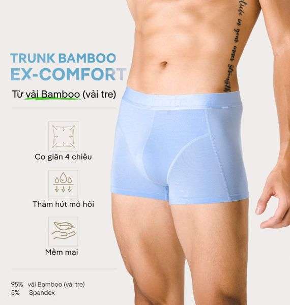 Combo 5 quần lót nam Bamboo, mềm mại và thoáng khí