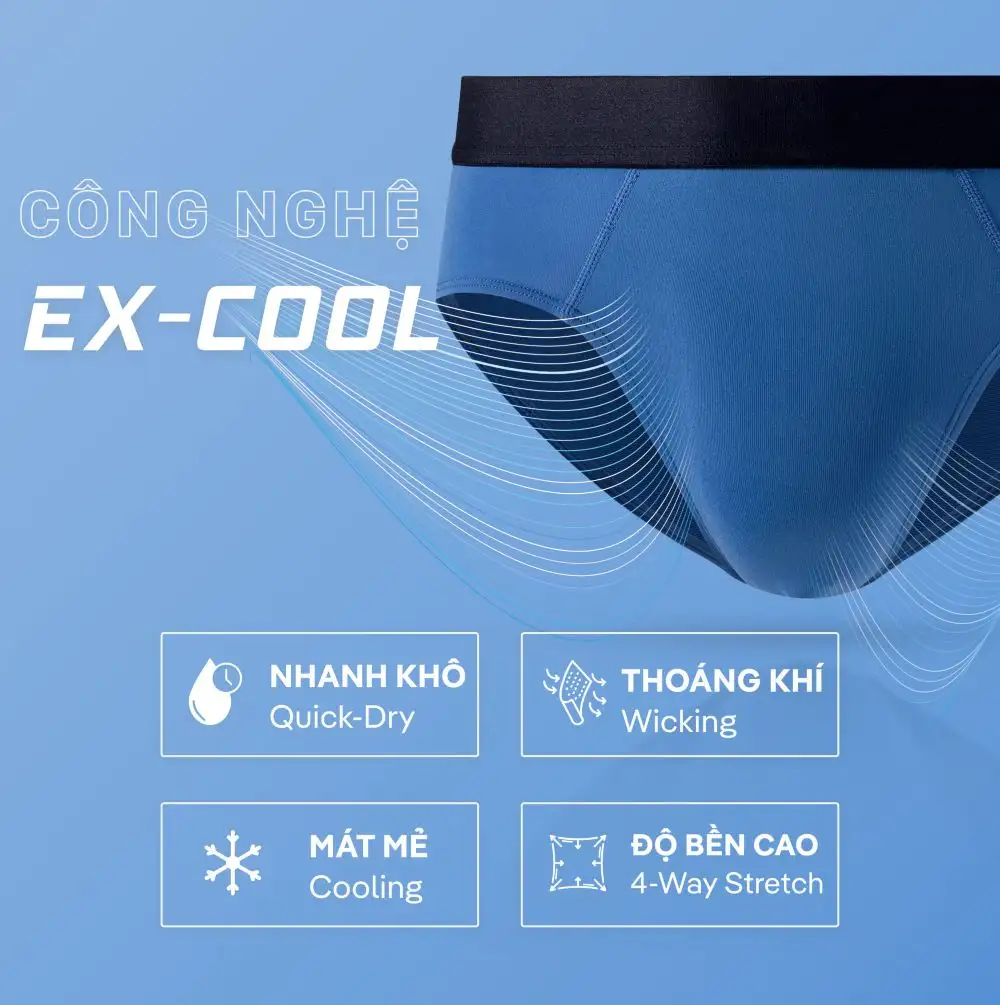 Quần lót brief Excool mang lại cảm giác mát lạnh tức thì