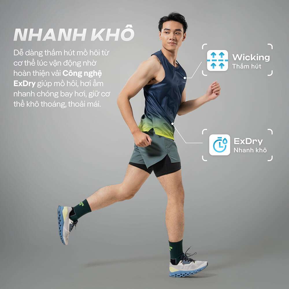 Công nghệ ExDry và Wicking giúp áo nhanh khô và thấm hút mồ hôi hiệu quả