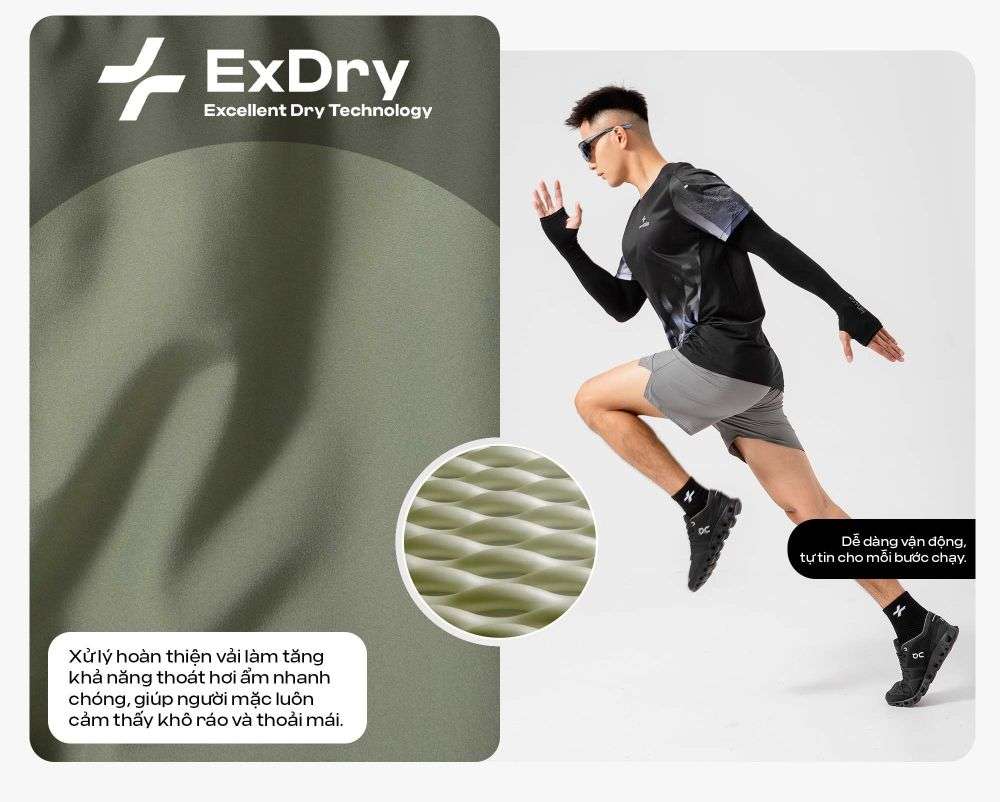Công nghệ Ex-Dry giúp cơ thể luôn khô ráo