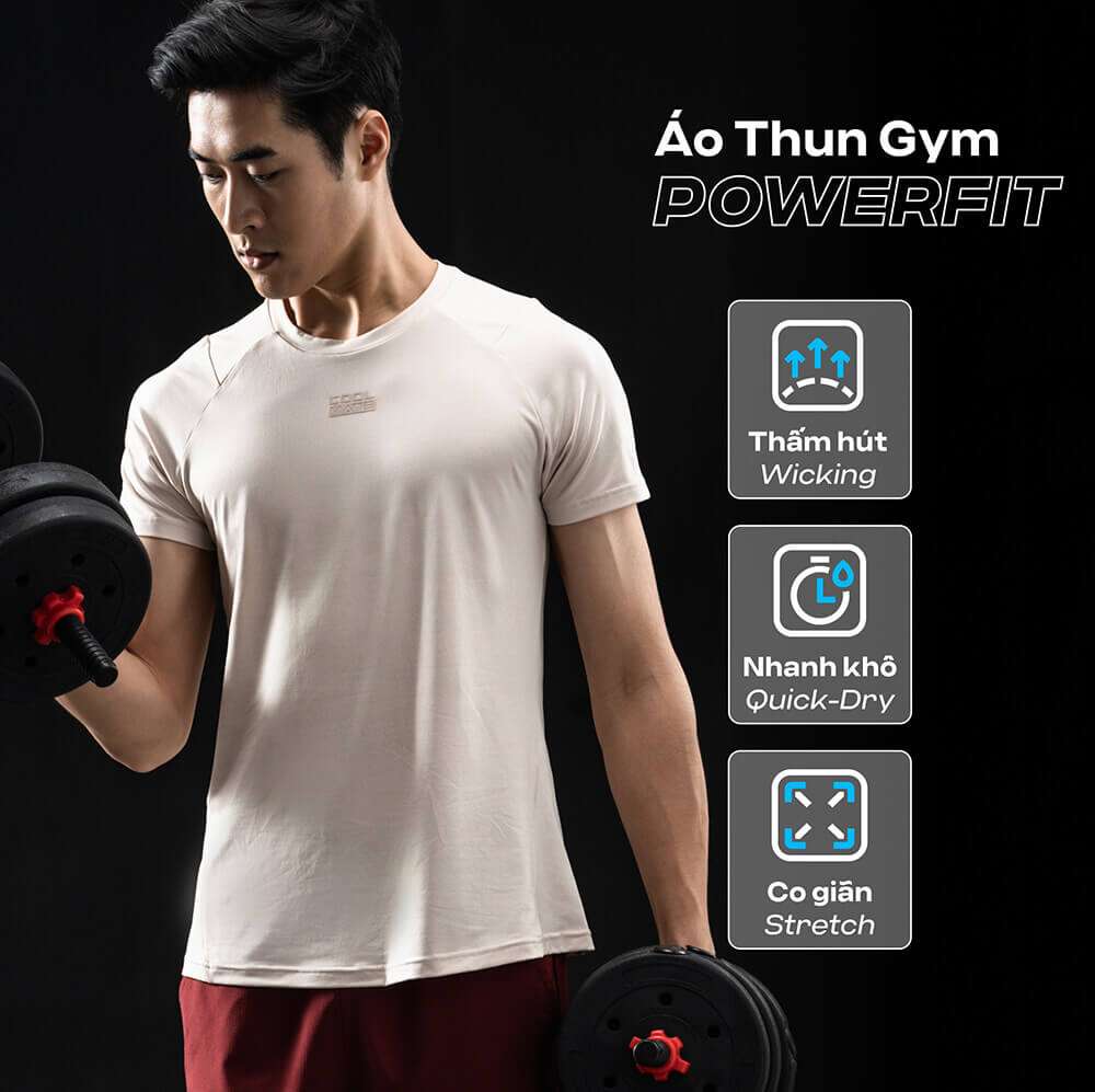 Công nghệ Thấm hút Wicking và Nhanh khô Quick-Dry của áo thun gym Powerfit