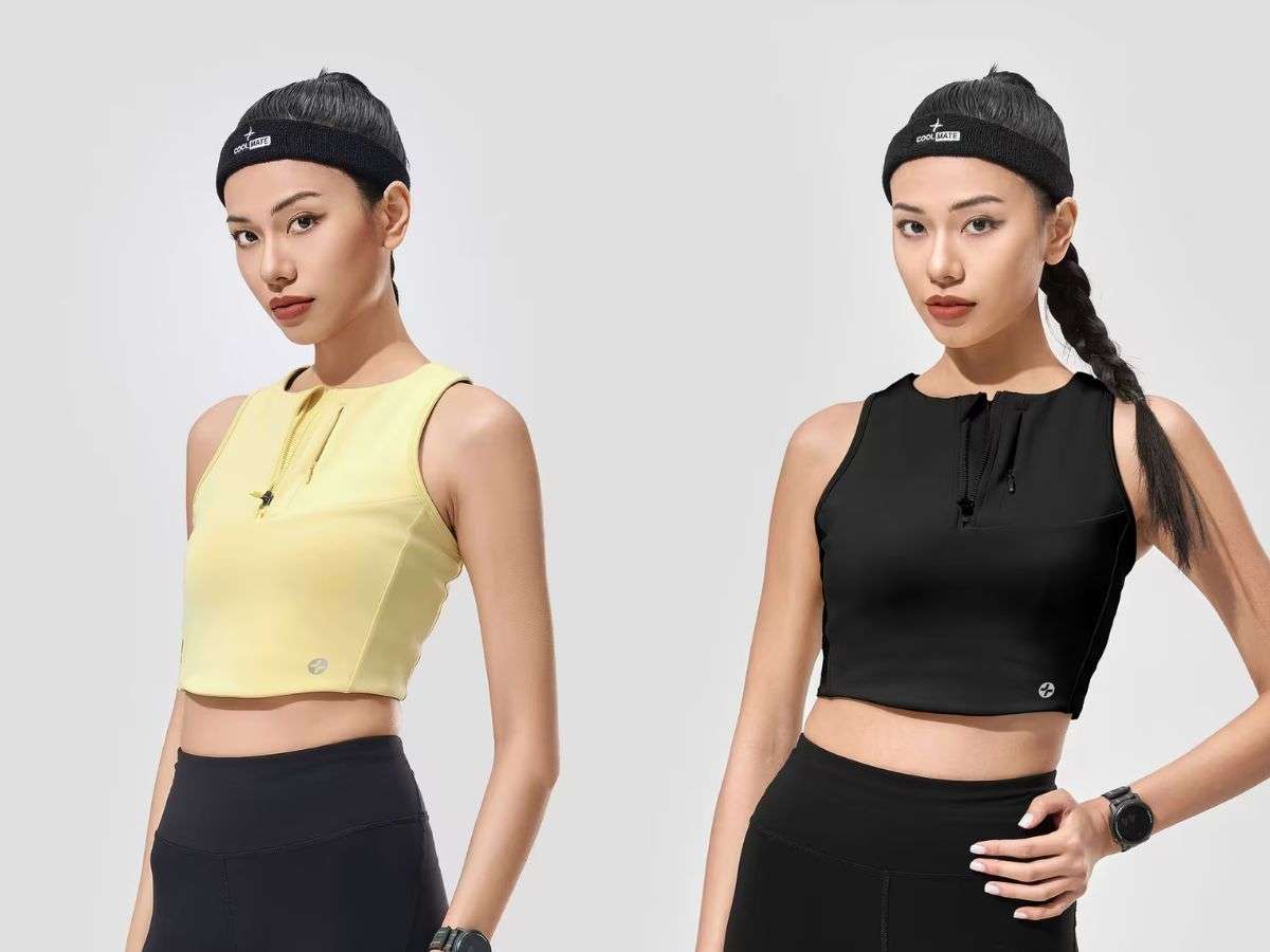 Sản phẩm Áo Crop top Tank nữ Chạy bộ khoá zip