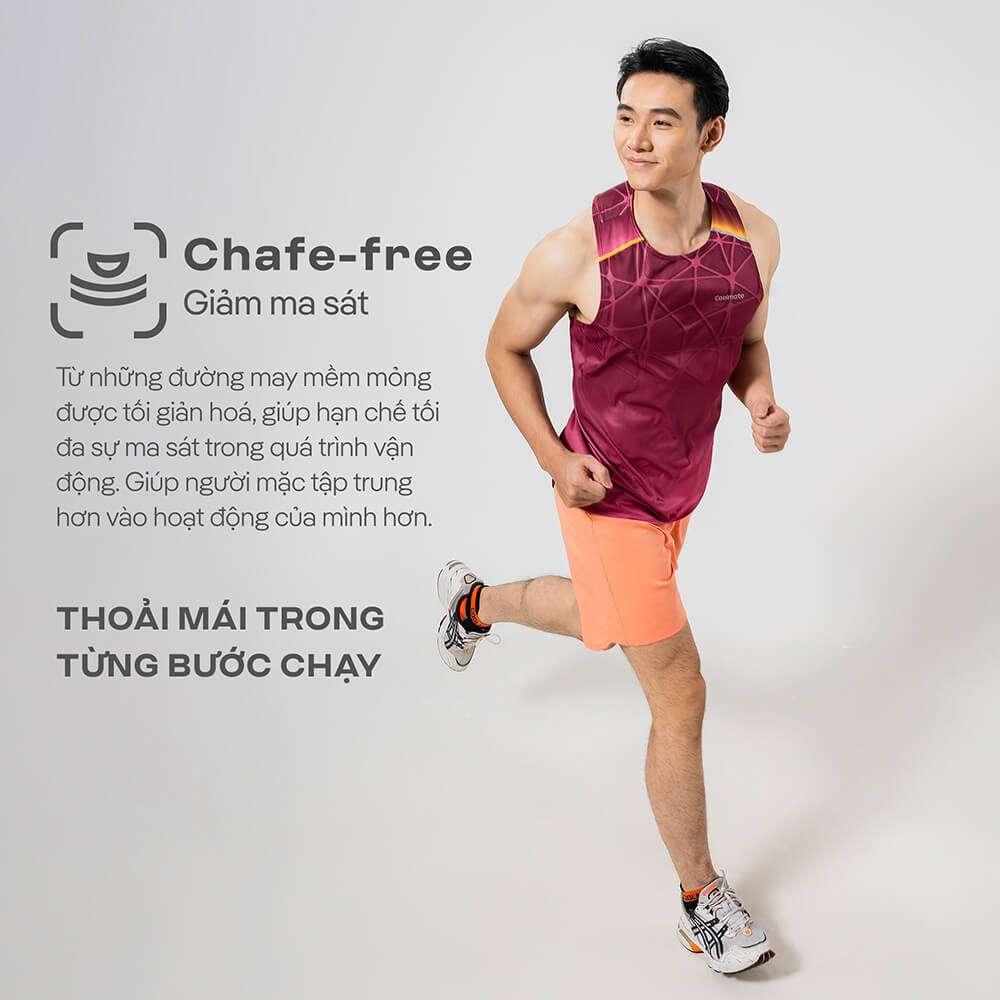 Thiết kế đường may mềm mại của áo singlet Photic Zone giúp giảm ma sát khi vận động