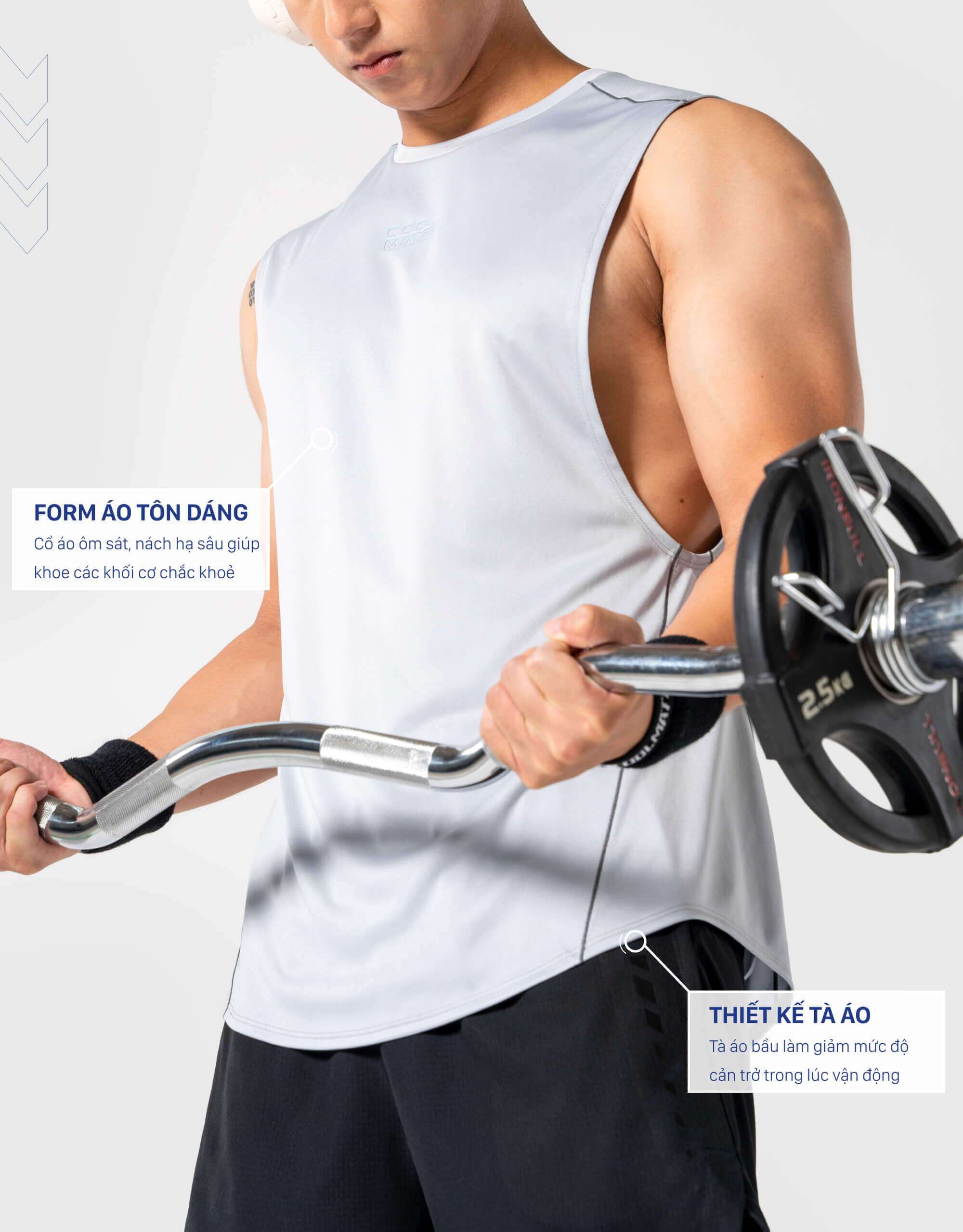 Form áo tôn dáng và thiết kế tà bầu của áo Drop Arm Gym Powerfit