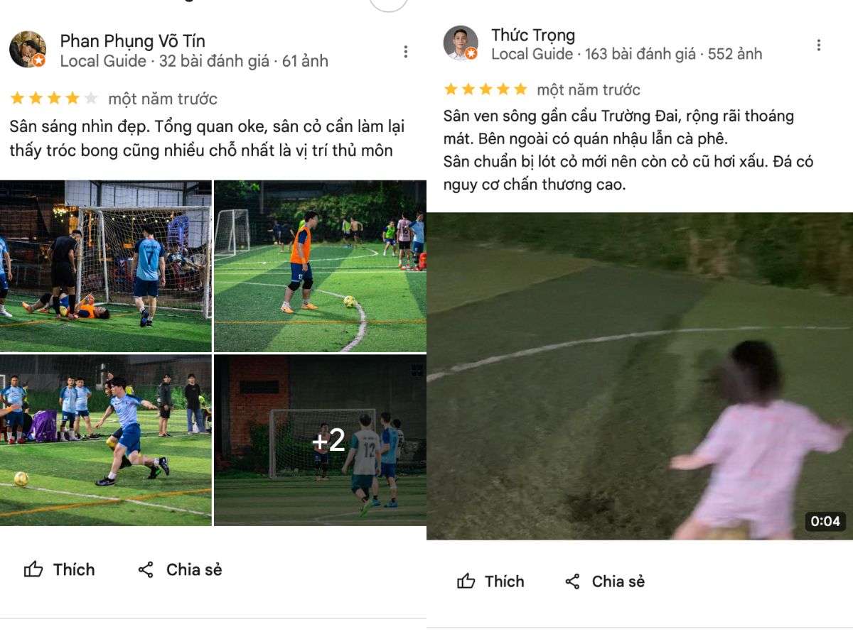 Review chân thực từ khách hàng về sân bóng Tí Đô