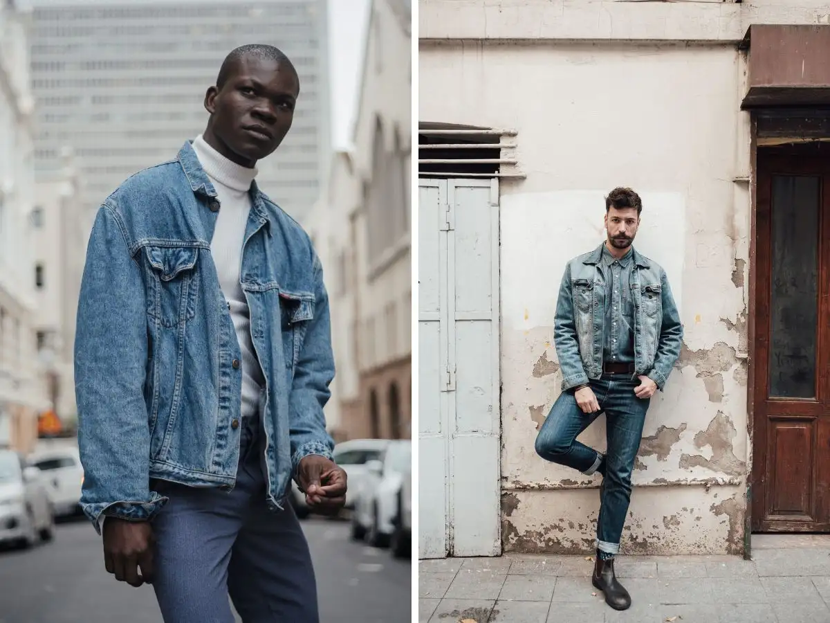 Quý ông trung niên diện áo khoác jeans trông trẻ trung và sành điệu hơn