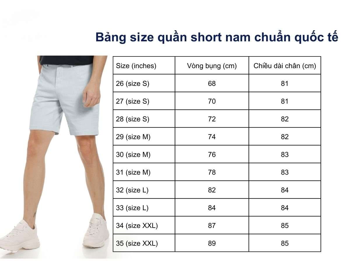 Đối chiếu bảng size và lưu ý quan trọng khi chọn quần short nam