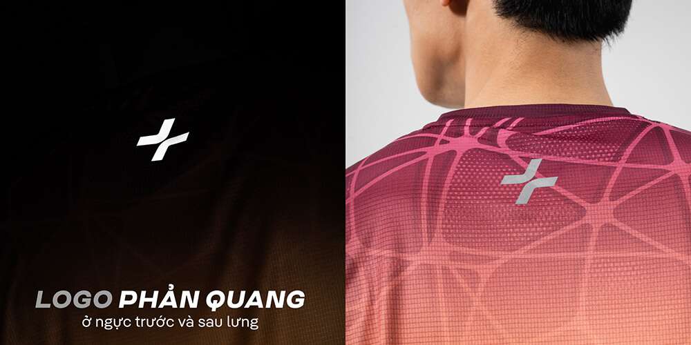 Logo phản quang ở sau lưng áo, tăng cường an toàn