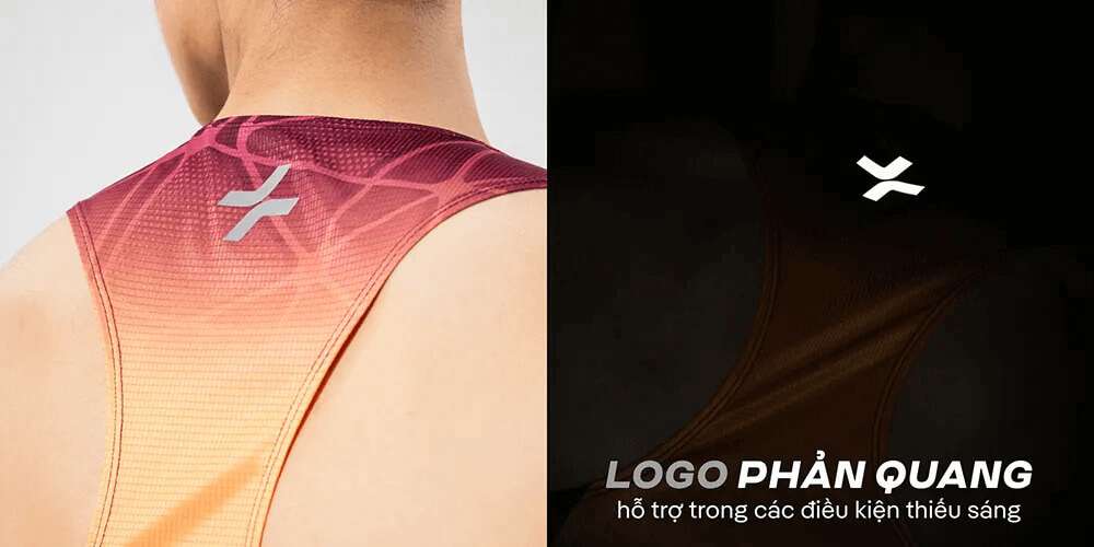 Logo phản quang trên vai áo singlet chạy bộ Photic Zone