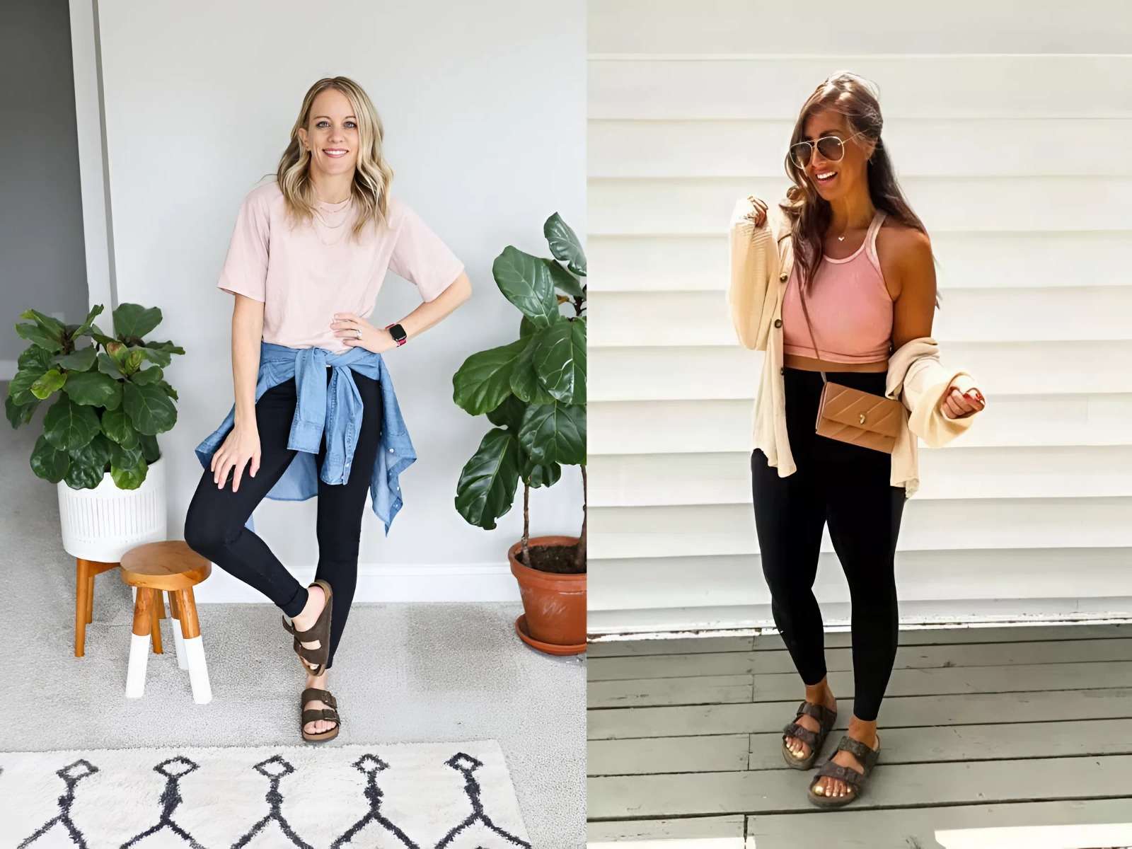 Phối quần legging với sandals đơn giản và thoải mái