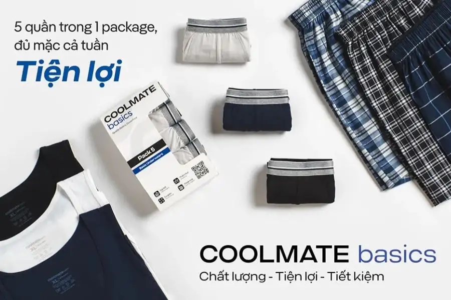 Pack 5 Quần Lót Nam Trunk Cotton Basics, thoải mái mọi hoạt động
