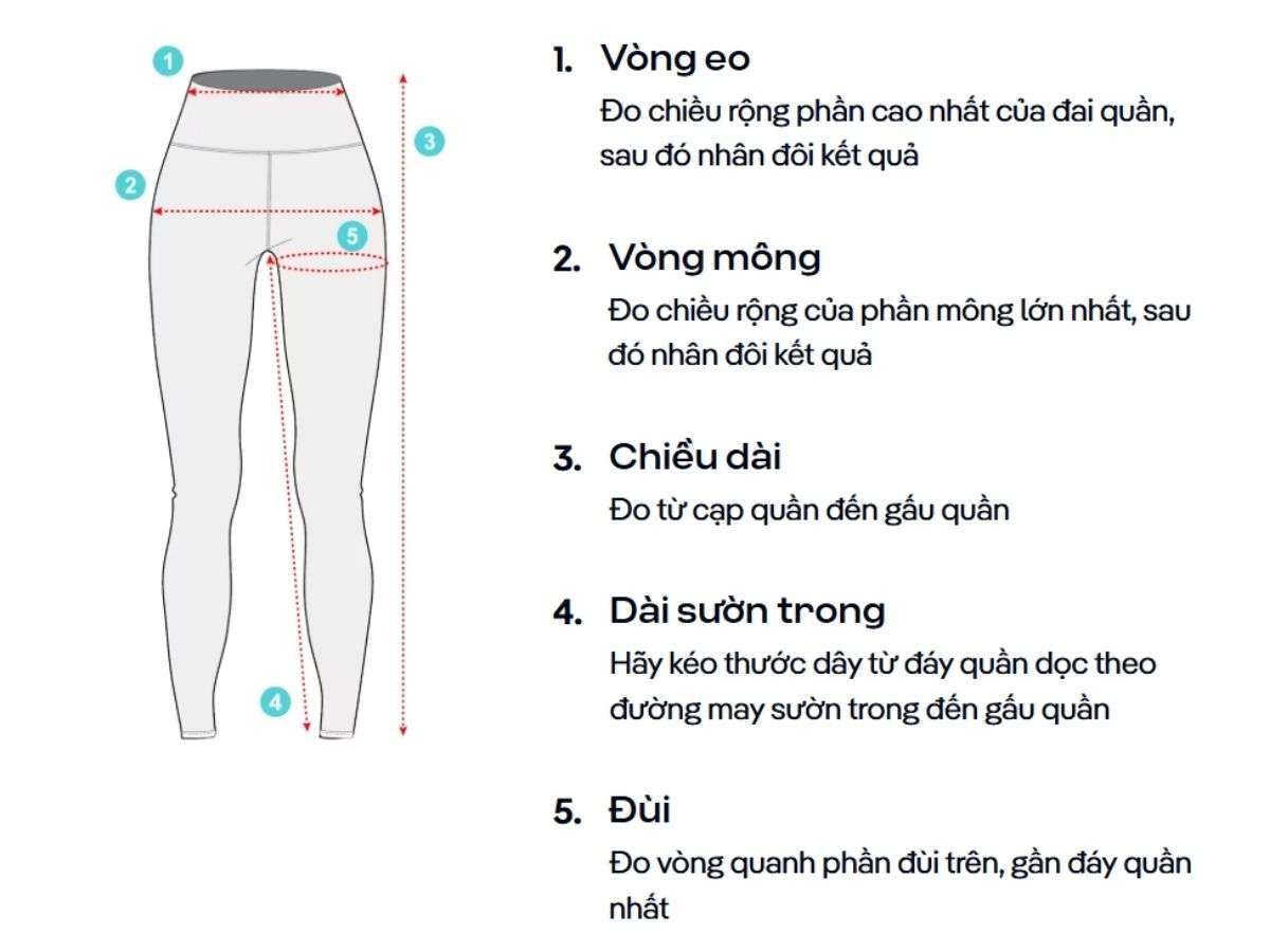 Chọn size quần legging đúng chuẩn