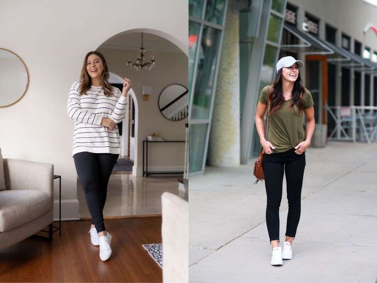  Legging và áo phông hoặc sweetshirt dáng dài