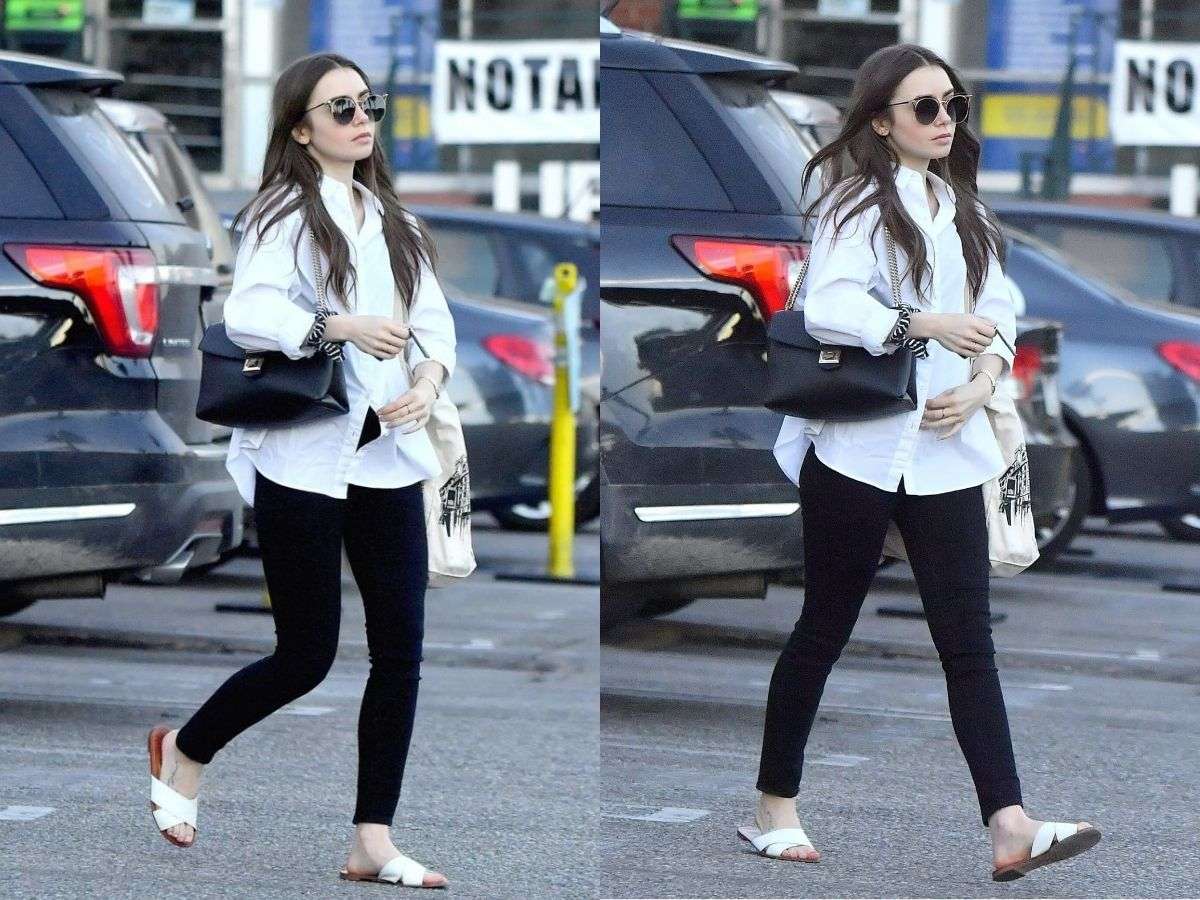 Legging kết hợp áo thun và áo sơ mi khoác ngoài