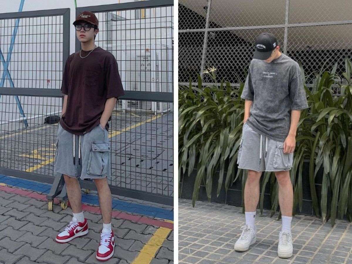 Áo thun chắc chắn là chân ái khi đi cùng short xám
