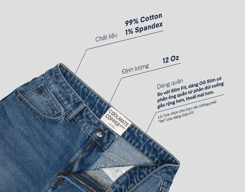 Quần jeans OG Slim, dáng cổ điển, thoải mái và gọn gàng