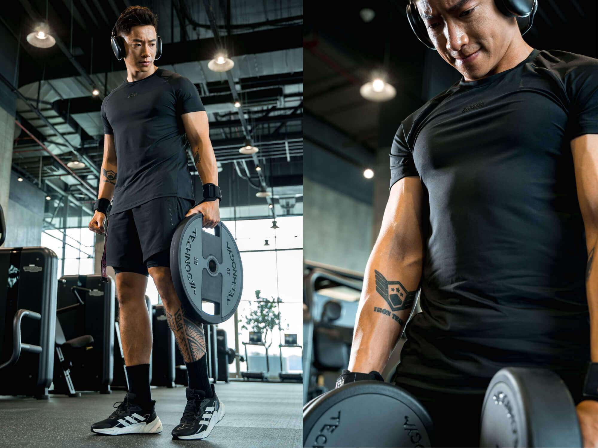Phong cách mạnh mẽ với áo thun gym Powerfit màu đen tại phòng tập