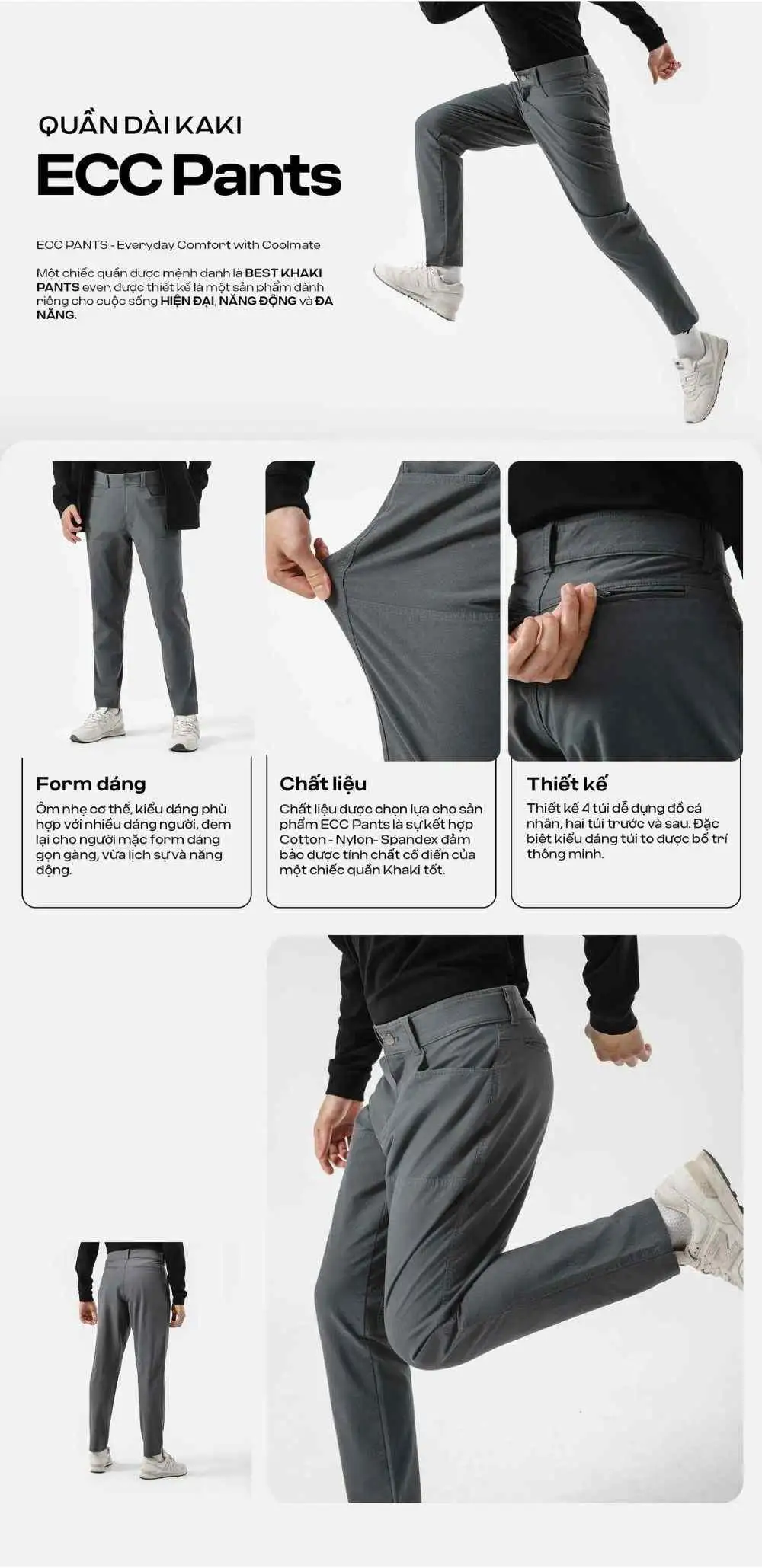 Quần dài kaki nam Coolmate