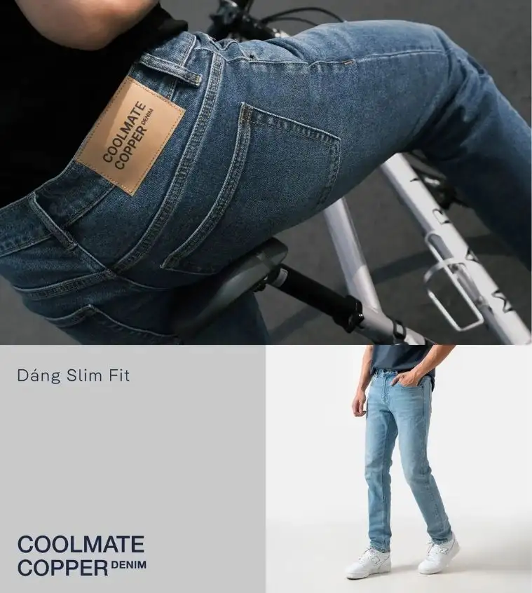 Quần jeans Copper Denim Slim Fit, bền bỉ, co giãn thoải mái