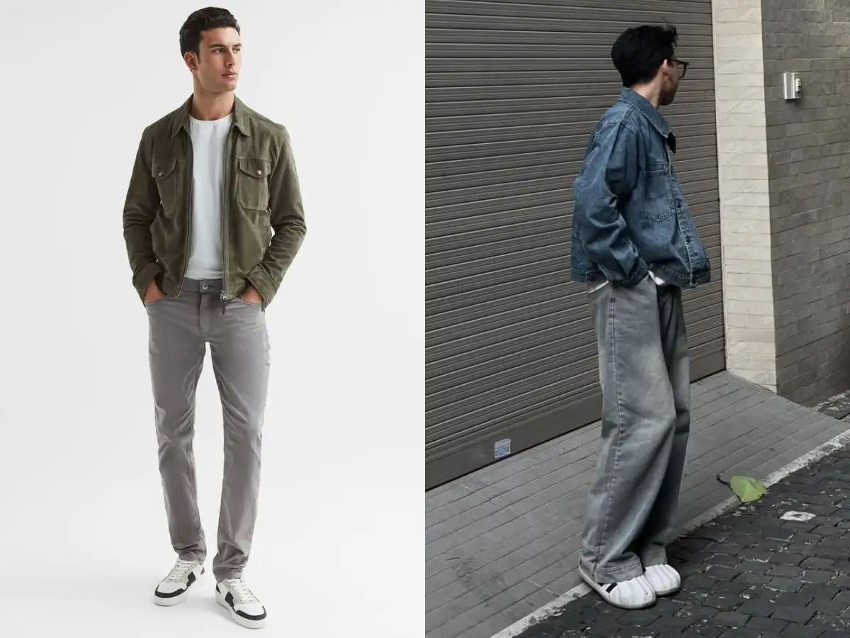 Phối quần jeans nam và áo khoác bò