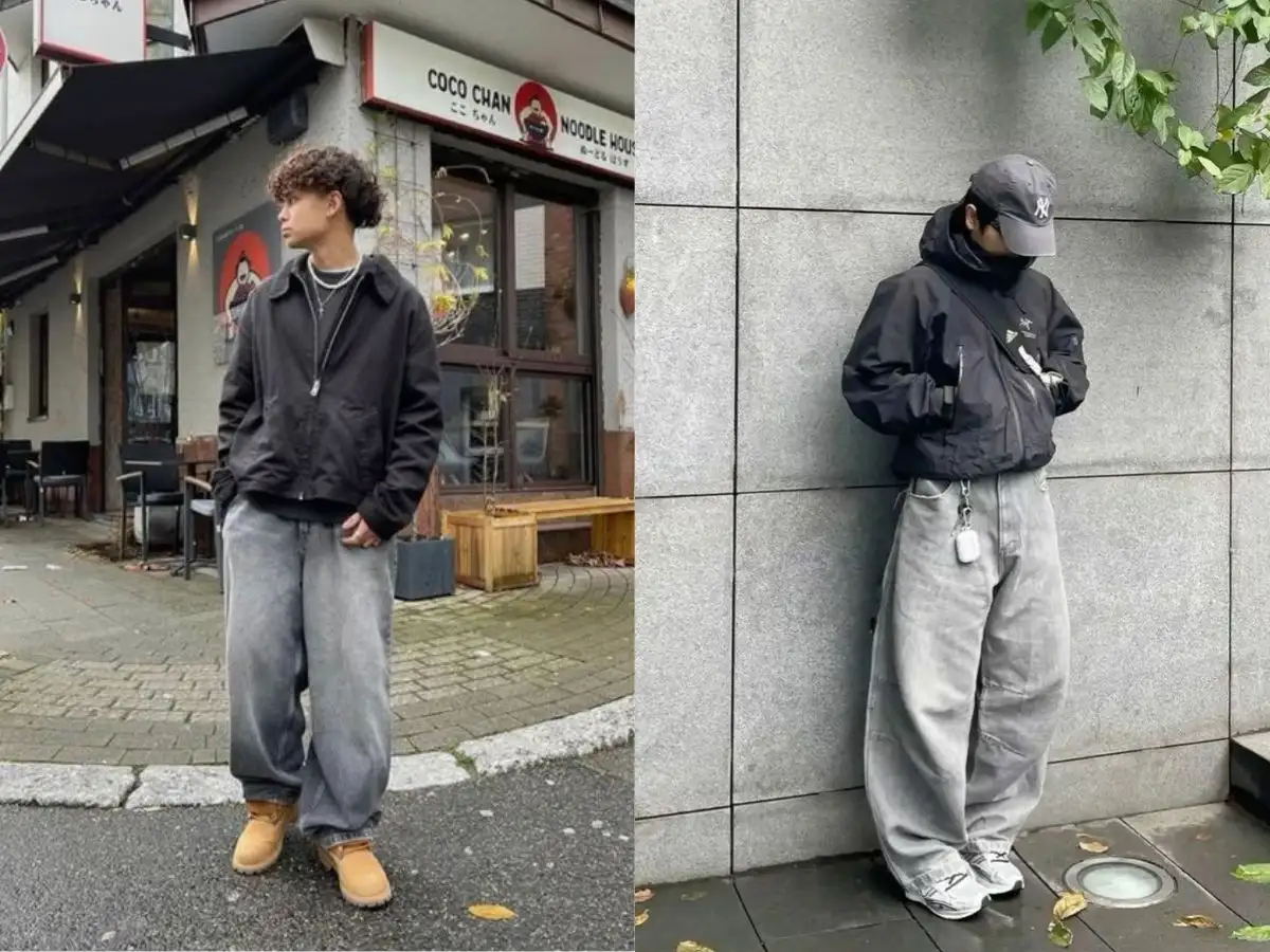 Phối áo khoác bomber và quần jeans xám