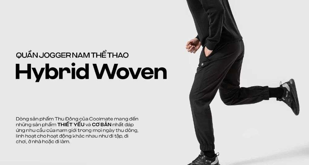 Quần Jogger nam thể thao Hybrid Woven