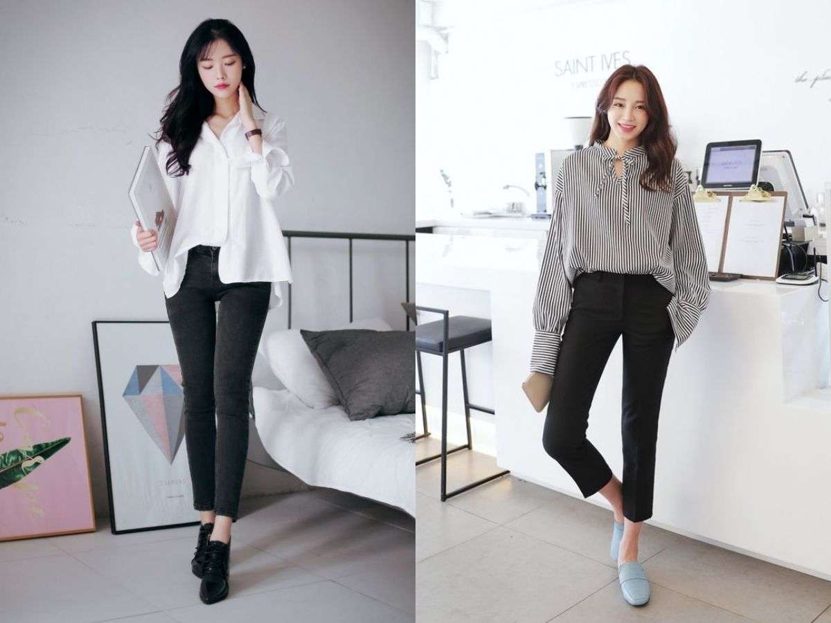 Áo sơ mi oversize và quần Legging