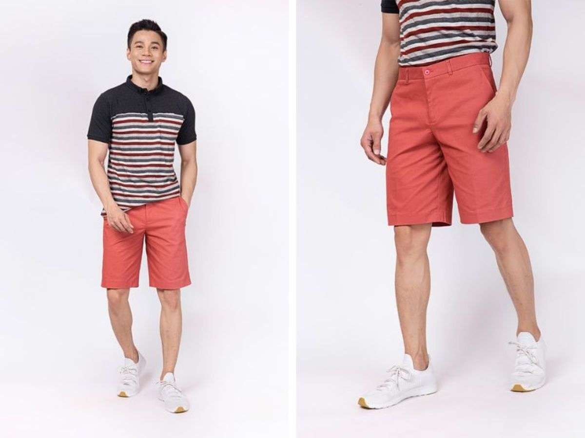 Quần Short Đỏ + Áo Sọc: Thêm Họa Tiết Cho Outfit Thêm Sinh Động