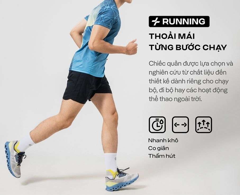 Quần shorts chạy bộ 5 inch, siêu nhẹ, khô thoáng nhanh