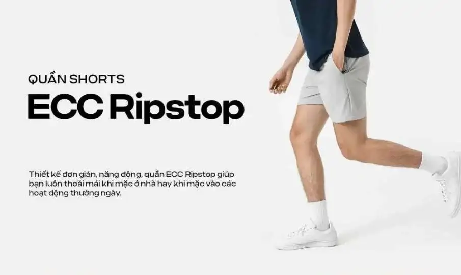 Quần shorts ECC Ripstop, bền bỉ, chống xé rách, co giãn 4 chiều