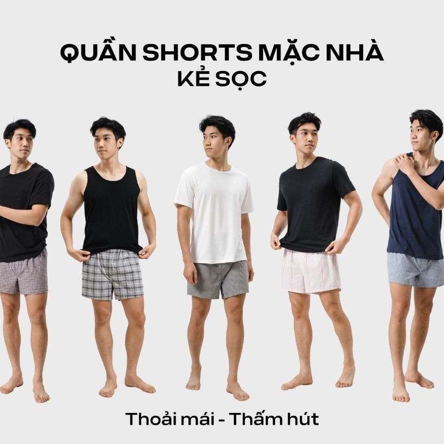 Quần shorts kẻ sọc, cotton mềm mại, thấm hút, kháng khuẩn