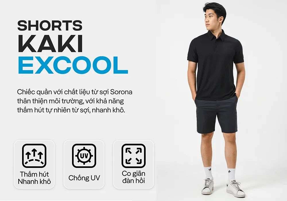 Quần Shorts Nam Kaki Excool