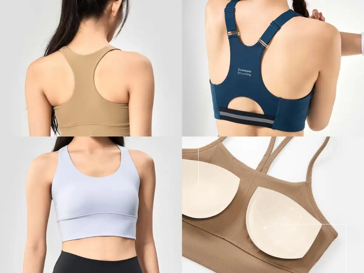 Thiết kế áo bra thể thao nữ với form dáng đa dạng, đệm mút linh hoạt và đường may tỉ mỉ.