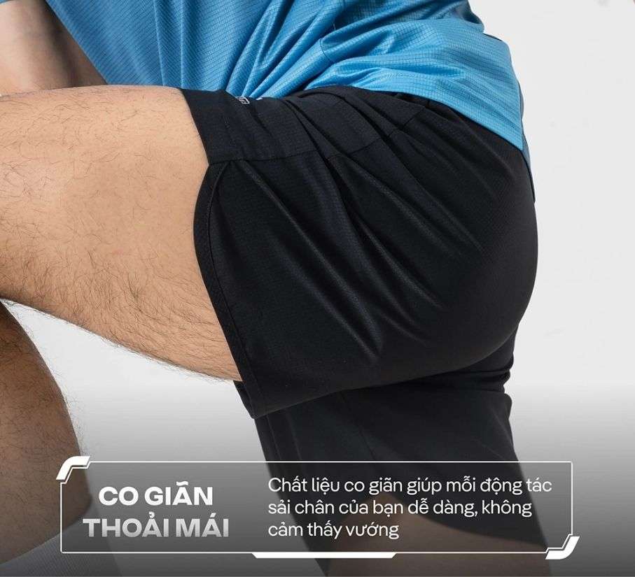 Quần chạy bộ xẻ tà, co giãn, logo phản quang an toàn