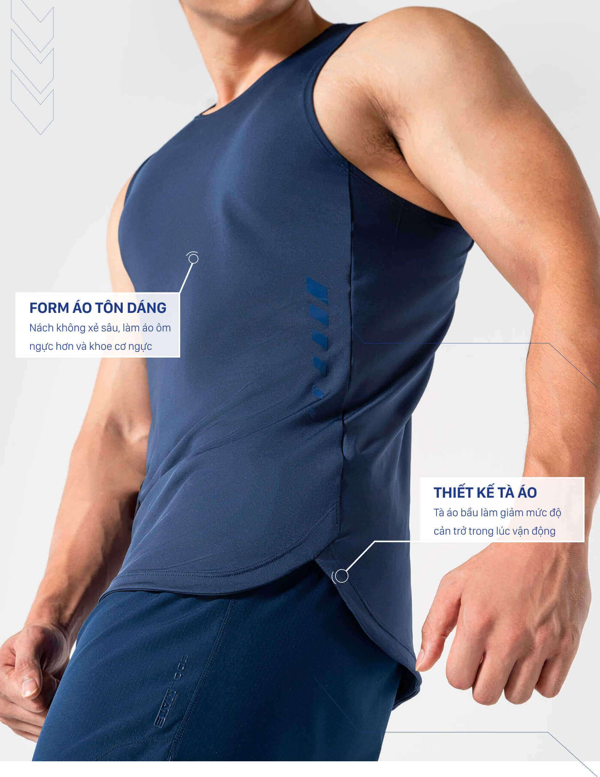 Thiết kế form áo tôn dáng và tà áo bầu của tanktop gym Powerfit