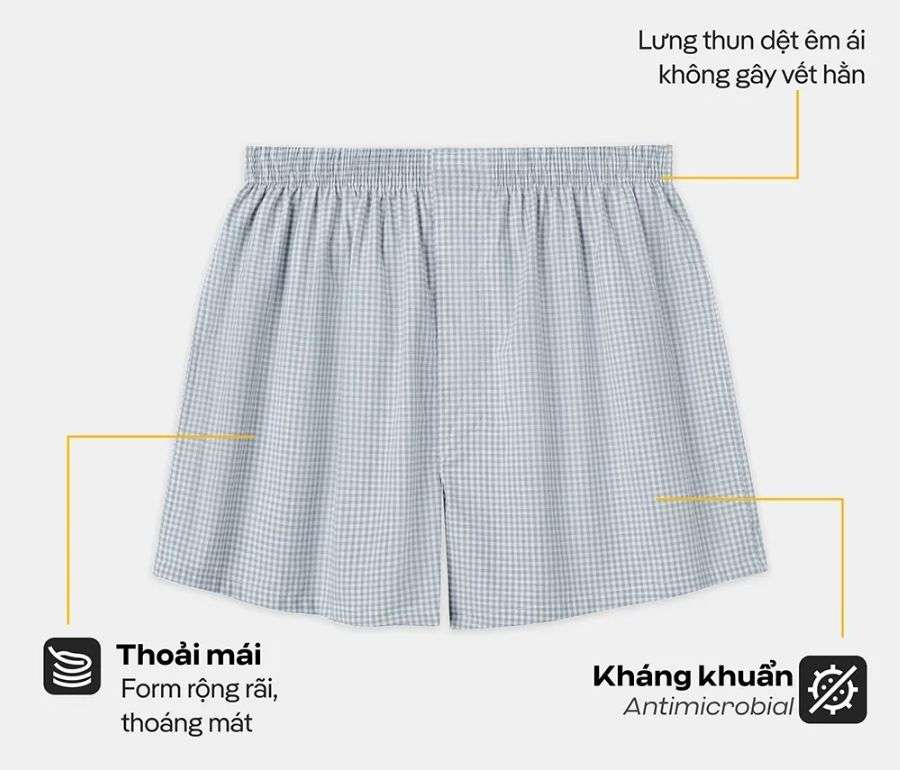 Quần lưng thun êm ái, thoáng mát, họa tiết kẻ sọc tinh tế