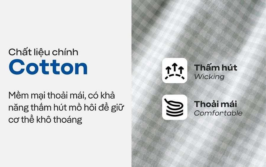 Quần regular fit rộng rãi, lưng thun êm ái, họa tiết kẻ sọc tinh tế