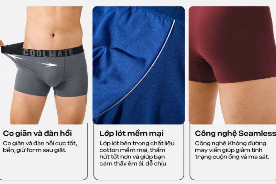 Công nghệ Seamless giảm ma sát, co giãn tốt, đai lưng mềm mại