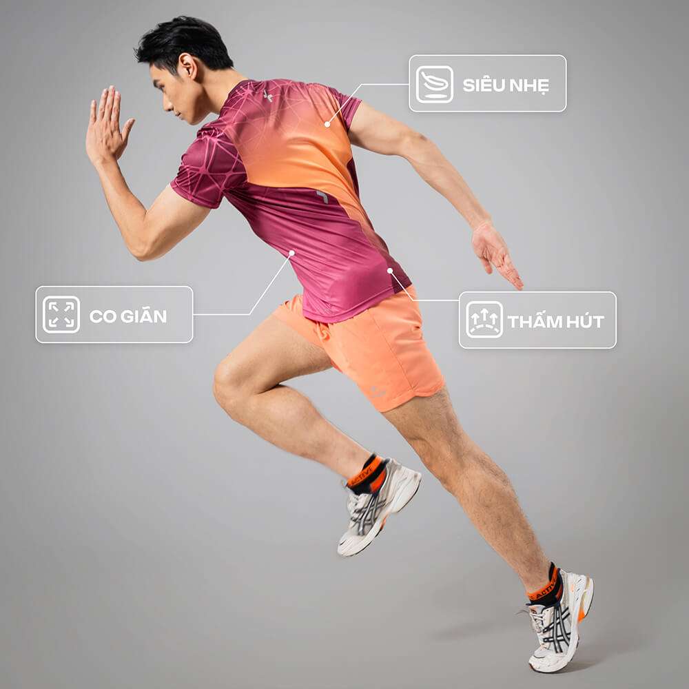 Các tính năng chính của áo chạy bộ Photic: siêu nhẹ, co giãn, thấm hút