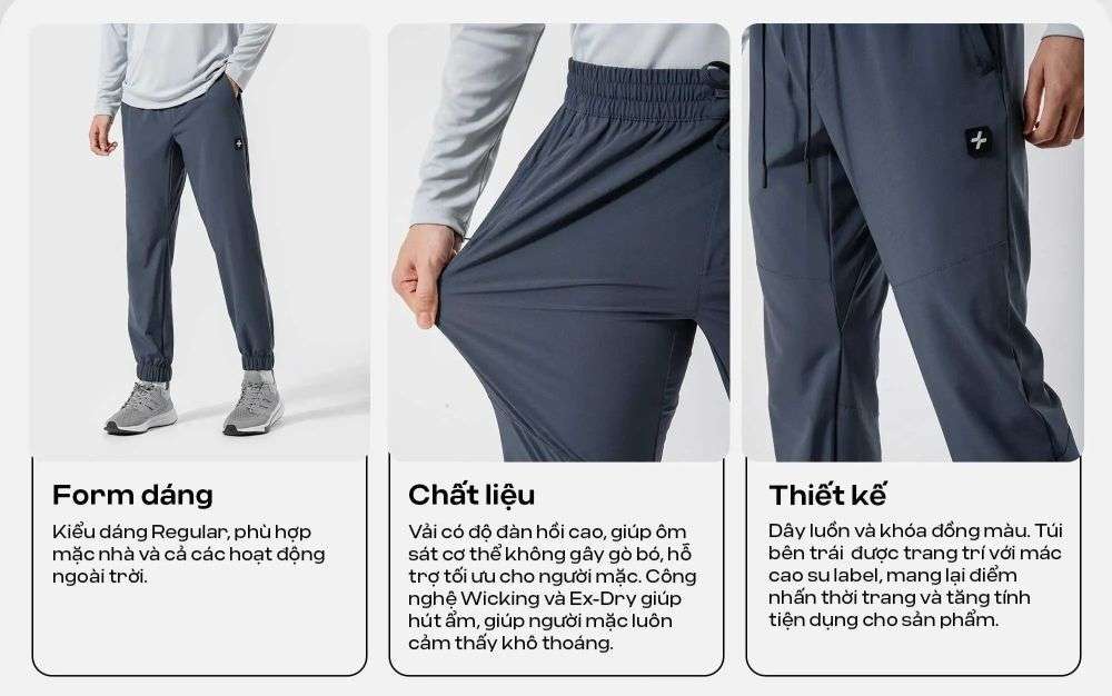 Tính năng tiện lợi của Quần Jogger nam thể thao Hybrid Woven